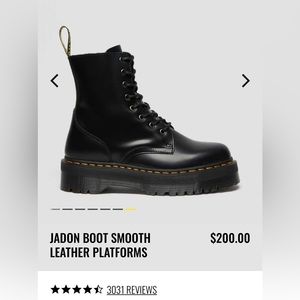 Dr Martens JADON Boot Smooth Leather Platforms US WOMEN 6 Black